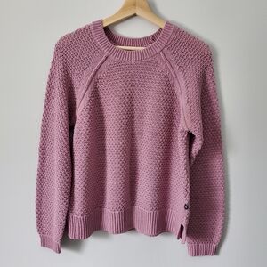 GAP Women's Textured Sweater Raglan Sz. M Orchid Haze Chunky Knit Cozy Classic